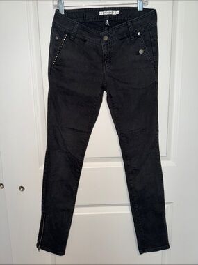 L.A.M.B. Black Skinny Jeans with Studs and Ankle Zippers Size 26